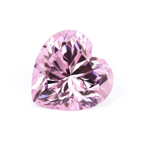 factory price 5A grade all size heart cut synthetic cz loose cz stone heart shape pink cubic zirconia