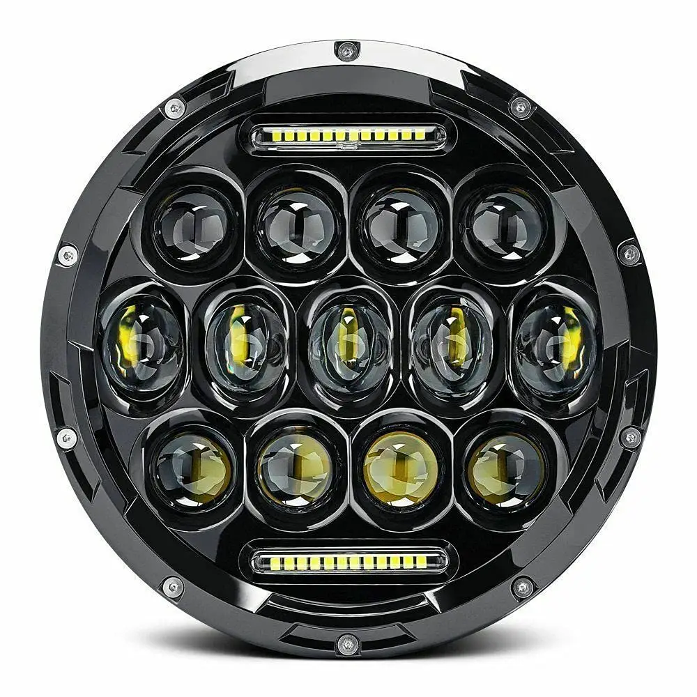 Faro LED redondo de alta calidad, 7 pulgadas, ojo angular de 75W, haz Alto y Bajo con DRL, 12V, 24V, para Jeep Wrangler Harley