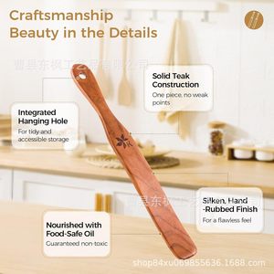 Spatule batteur à œufs en bois, lot de 2 ustensiles de cuisine légers pour mélanger les desserts et les salades - Product Image 4