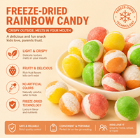 Freeze-dried Rainbow Marshmallow Candy Sweet Crisp Snack Soft 1kg Bag Glucose 12 Months Shelf Life Room Temperature Storage