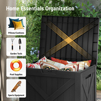 35GAL Boîtes de rangement pour terrasse noires Boîte pour terrasse de piscine étanche extérieure