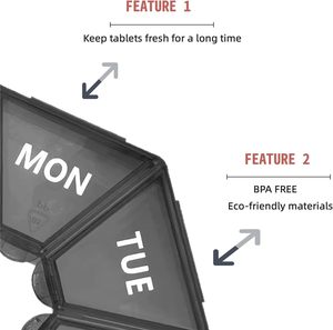 Portable 7-Compartment Mini Grids Plastic <b>Pill</b> Storage <b>Case</b> 7-Week Organizer with One Week Features <b>for</b> Jewelry Storage - Product Image 3