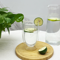 Mug en verre borosilicate à double paroi de 350 ml, haute transparence, écologique, moderne, pour boire de l'eau, du café, du thé, du vin, sain