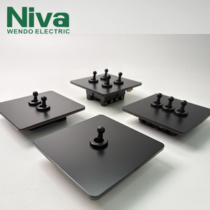 Niva luxe 1 Gang 2 voies hôtel en laiton interrupteur à bascule Style rétro panneau en acier inoxydable prises électriques murales pour la maison - Product Image 4