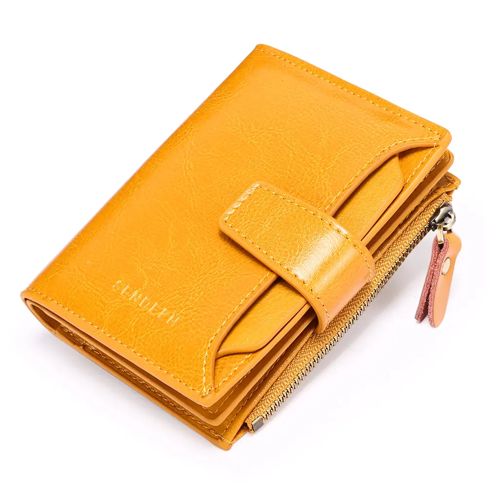 공장 직접 판매 작은 지갑 여성 정품 가죽 Bifold 컴팩트 RFID 차단 작은 여성 지갑