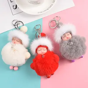 Móc Khóa Búp Bê Nhồi Bông Dễ Thương Pompom Mới Móc Khóa Túi Nữ Móc Khóa Ngủ Cho Em Bé