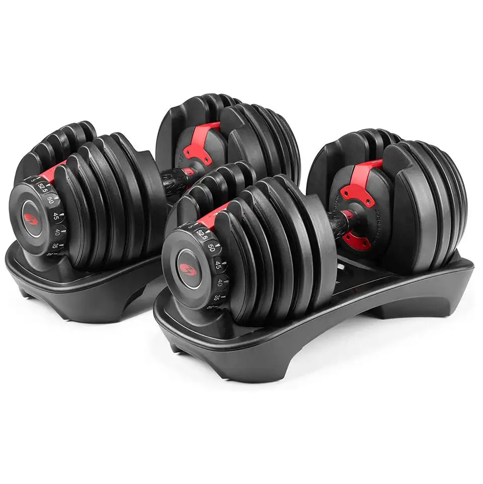 ZJFIT set Dumbbell yang dapat disesuaikan 10-50kg pilihan multiberat Dumbbell tertimbang dengan pegangan nilon antiselip