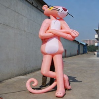 Mascotte géante gonflable personnalisée Léopard rose de dessin animé, modèle animal gonflable sur pied pour la publicité et la décoration d'événements et de centres commerciaux