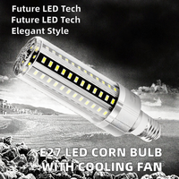 Ampoule LED E27 haute puissance 25W-50W 85-265V Corps en aluminium avec ventilateur de refroidissement intégré 2700K Dimmable pour utilisation en usine/entrepôt