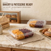 Boîte d'emballage alimentaire en PET transparent avec couvercle à charnière pour supermarché, idéale pour boulangerie, salades, fruits et fruits secs (vente en gros)