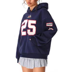 Sudadera con Capucha Personalizada para Mujer, Número 25, Diseño Gráfico, Hombros Caídos, Estilo Y2K, Tejida, Manga Larga, Transpirable - Product Image 2