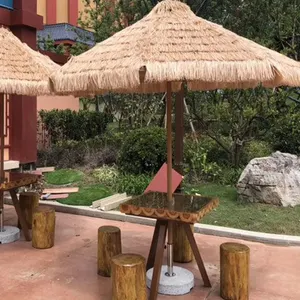 Professionele Rieten Hawaiiaanse Draagbare Houten Parasolstreep, Terras Buiten Strand Tuinparasols/