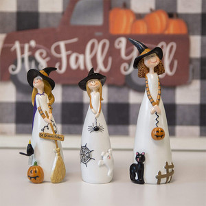 Halloween <b>Witch</b> Resin Statue Set Indoor <b>Decoration</b> Craft Gift For Holiday Party - Product Image 2