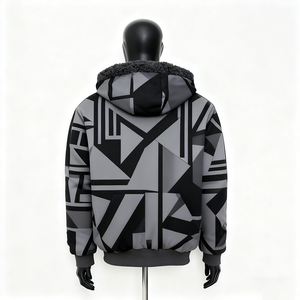 Áo khoác hoodie nam Doger Custom lót lông sherpa, khóa kéo, mùa đông, chất liệu nỉ sherpa dày dặn, kẻ ca rô, dày dặn, ấm áp, lông giả - Product Image 2