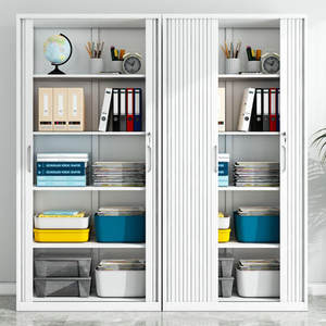 Armoire de classement en acier à porte coulissante push-pull, avec serrure antivol, style minimaliste moderne, pour bureau, atelier, salle de sport, mobilier commercial - Product Image 3