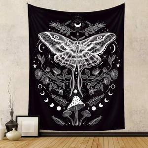 Trippy Floral Moth Moon Vertikaler Wandteppich Ästhetische Blume Schwarz Witchy <span class=keywords><strong>Tarot</strong></span> Dekor Wandteppich Wandbehang für Mädchen Schlafzimmer - Product Image 2