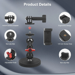 Support magnétique <span class=keywords><strong>Go</strong></span> <span class=keywords><strong>Pro</strong></span>/DJIPocket/Insta360 - Base en métal, trépied/support de bureau, rotation à 360 degrés, étanche, flexible, rapide - Product Image 4