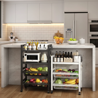 Meuble de rangement multifonctionnel moderne à trois niveaux en fil métallique sur pied pour la cuisine