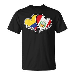 Camiseta con Diseño de Corazón con la Bandera de Colombia y Perú, Ropa Promocional Inspirada en la Bandera de Colombia y Perú - Product Image 1