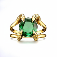 Bague ovale ajustable Jiachen en laiton vintage plaqué or PVD 18 carats avec griffes et cristaux étincelants, idéale pour le quotidien, pour femmes et hommes, cadeau