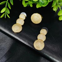 Dubai Mode Vintage Afrikanisches Braut-Hochzeits-Set mit Halskette, Ohrringen und Ring für Damen, Messing 24k Vergoldet mit Zirkonia für Partys und Verlobungen