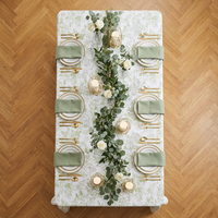 Nappe de luxe en gros pour grandes fêtes, mariages et banquets, nappe rectangulaire personnalisée imprimée bleue en polyester et coton