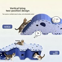Lit et tunnel pour chat en feutre en forme d'éléphant, tout-en-un, connectable, pliable, durable, respirant, pour chats, toutes saisons
