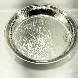 Assiette de service traditionnelle en acier inoxydable martelé Falak World Export, finition miroir, fabrication artisanale - Product Image 1