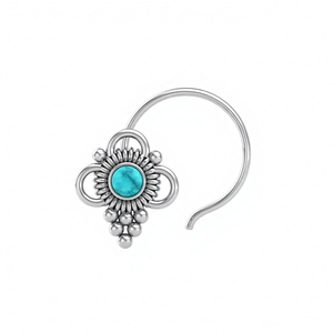 Indian Mores Handmade 925 <b>Sterling</b> <b>Silver</b> Blue Turquoise <b>Nose</b> <b>Stud</b> Cup Setting Elegant Artisan Jewelry Women Girls Engagement - Product Image 2