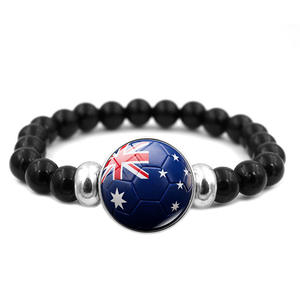 Gelang Manik Tren <span class=keywords><strong>2026</strong></span> Unisex, Gelang Elastis <span class=keywords><strong>Snap</strong></span> Bendera Sepak Bola untuk Hadiah Penggemar - Product Image 5