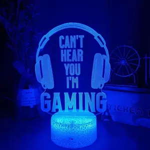 3D Ilusi Gamepad Bentuk LED Lampu Malam Ide Berubah Warna Lampu Meja Malam untuk Anak-anak Kamar Tidur Anak Dekorasi Toko Permainan