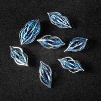 Ensemble de 7 dés polyédriques en métal plaqué argent avec émail bleu, motif dragon, pour jeux de rôle D&D (Dungeons and Dragons)