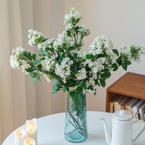 Fleurs artificielles de lilas et d'osmanthus en soie blanche, branche unique, pour la décoration de la maison et des mariages - Product Image 3