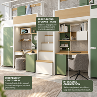 Lit superposé modulaire contemporain en métal pour étudiants avec bureau et armoire pour dortoir scolaire, auberge