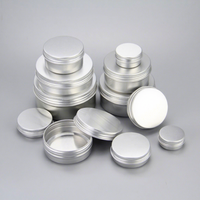 Pots ronds en aluminium argenté avec couvercle à vis, de 10g à 250g, vides, pour cosmétiques, crèmes, onguents et baumes à lèvres