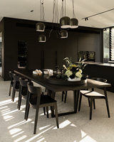 Chaise de salle à manger en onyx noir, dossier incurvé en bois de caoutchouc massif, chaise de cuisine ergonomique en bois, siège latéral moderne de qualité supérieure