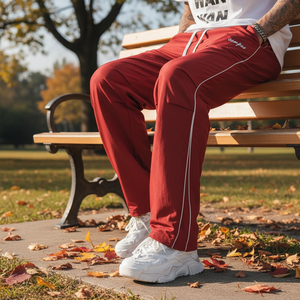 Vente directe d'usine, pantalons stretch pour hommes, pantalons baggy rouges pour hommes, pantalons de travail cargo, pantalons polyvalents pour activités de plein air, pantalons décontractés - Product Image 1