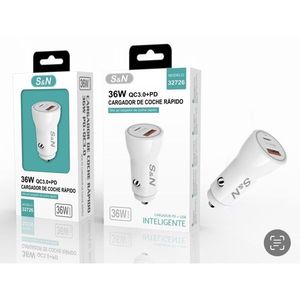 Cargador de Coche S&N 36W QC3.0+PD, Cargador USB Inteligente de Carga Rápida - Product Image 1