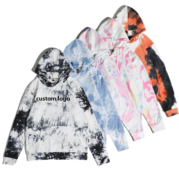 High Quality Blank Tie-Dye Hoodie Custom Logo Cotton Tie Dye Hoodie Set Men Tie Dye Hoodie