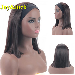 Black Hairband Wigs for Women Ladies Head Band Wholesale Scarf Hair Short Bob Natural Straight Headband Wig Synthetic Ha