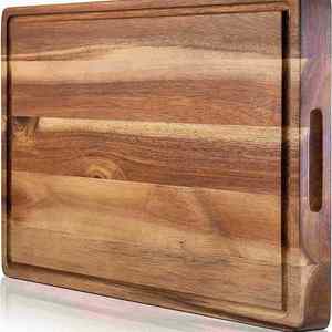 Planche à découper rectangulaire en bois d'acacia double face épaisse et écologique, planche à découper pour boucher, planche à découper pour charcuterie - Product Image 6