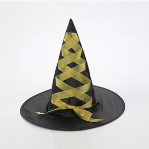 Sombrero de Bruja de Halloween Negro con Cinta y Cordones, Disfraz de Halloween para Mujeres, Madres y Maestras - Product Image 2