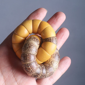 Golden Bamboo Bracelet <b>Large</b> Intestine Shape Hand Held Buddhist Prayer <b>Beads</b> Unisex Cultural Collectible Jewelry - Product Image 1