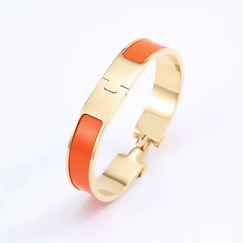 Luxury Famous Brand Designers Jewelry For Women 316L Stainless Steel 18K Gold Plated Bracelet H Enamel Colorful Bangle