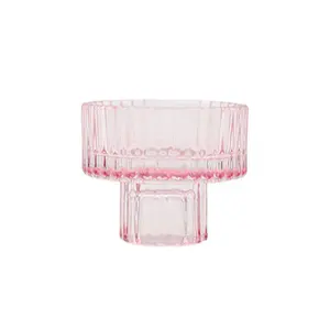 पिलर मोमबत्ती के लिए बेस्टसन थोक गृह विवाह सजावट गुलाबी ग्लास मोमबत्ती धारक