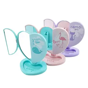 Top Fashion Mirrors Glass Miroir Plastique Make-Up Luxury Himirror Mini Hi Folding Portable Triple Heart-Shaped Mirror