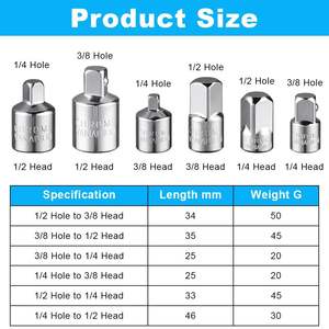 Adaptateur de douille Go Crv 1/2 à 3/8 à 1/4 en acier allié au chrome vanadium pour clé à cliquet - Product Image 1
