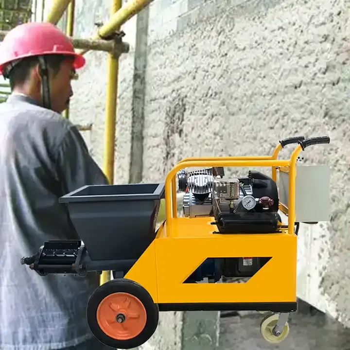 Mesin semprot semen Mortar dinding listrik, 380V didukung dengan pompa Motor untuk pekerjaan konstruksi