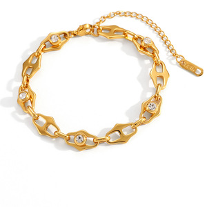 Pulsera de Acero Inoxidable con Cierre en Forma de Nariz de Cerdo, Diseño Geométrico, Engaste de Bisel, Joyería Unisex para Uso Diario - Product Image 5