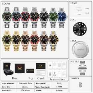 นาฬิกาดำน้ำของผู้ชายสีโรสโกลด์หรูหราพร้อมปฏิทินนาฬิกากลไก uhr ที่กำหนดเองสไตล์ธุรกิจสายสแตนเลสโมคิวต่ำ - Product Image 5